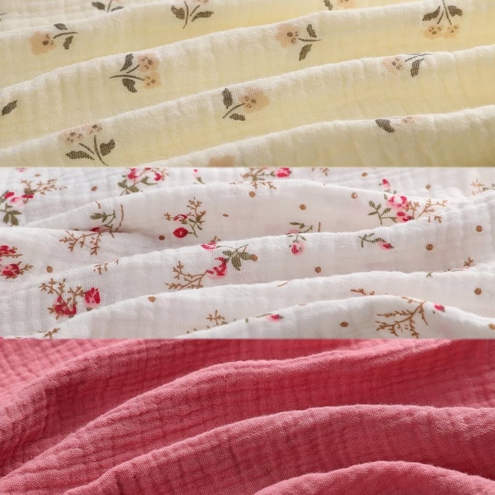 Floral Cotton Muslin Baby Bassinet Set - Pink, Cream, White